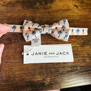Janie and Jack Cream Bow Tie with Blue and Orange Palm Tree Print